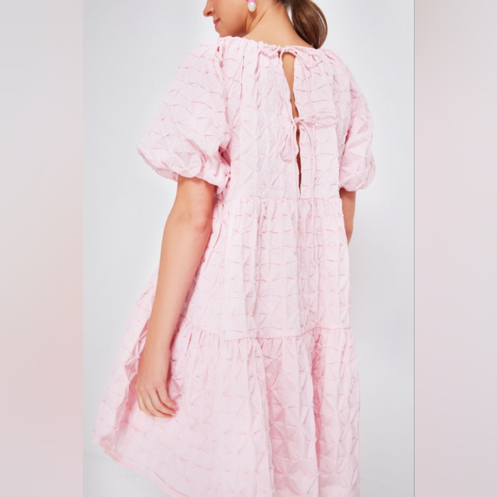 NWT Tuckernuck Hyacinth House Isabella in Pink Diamond Textured Mini Dress L - Picture 6 of 14